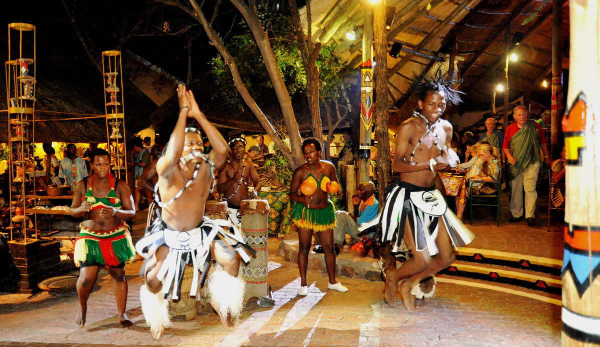 Traditional dancers at the Boma restaurant in Victoria Falls